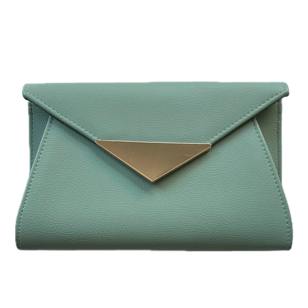 Mint Green XLarge Asymmetrical Triangle Vegan Leather Clutch Shoulder Bag